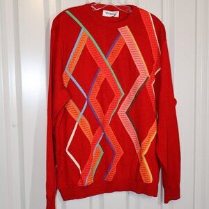 St. Croix Men's Vintage 3-D Knit Design Sweater Red Colorful Size XL New 90's